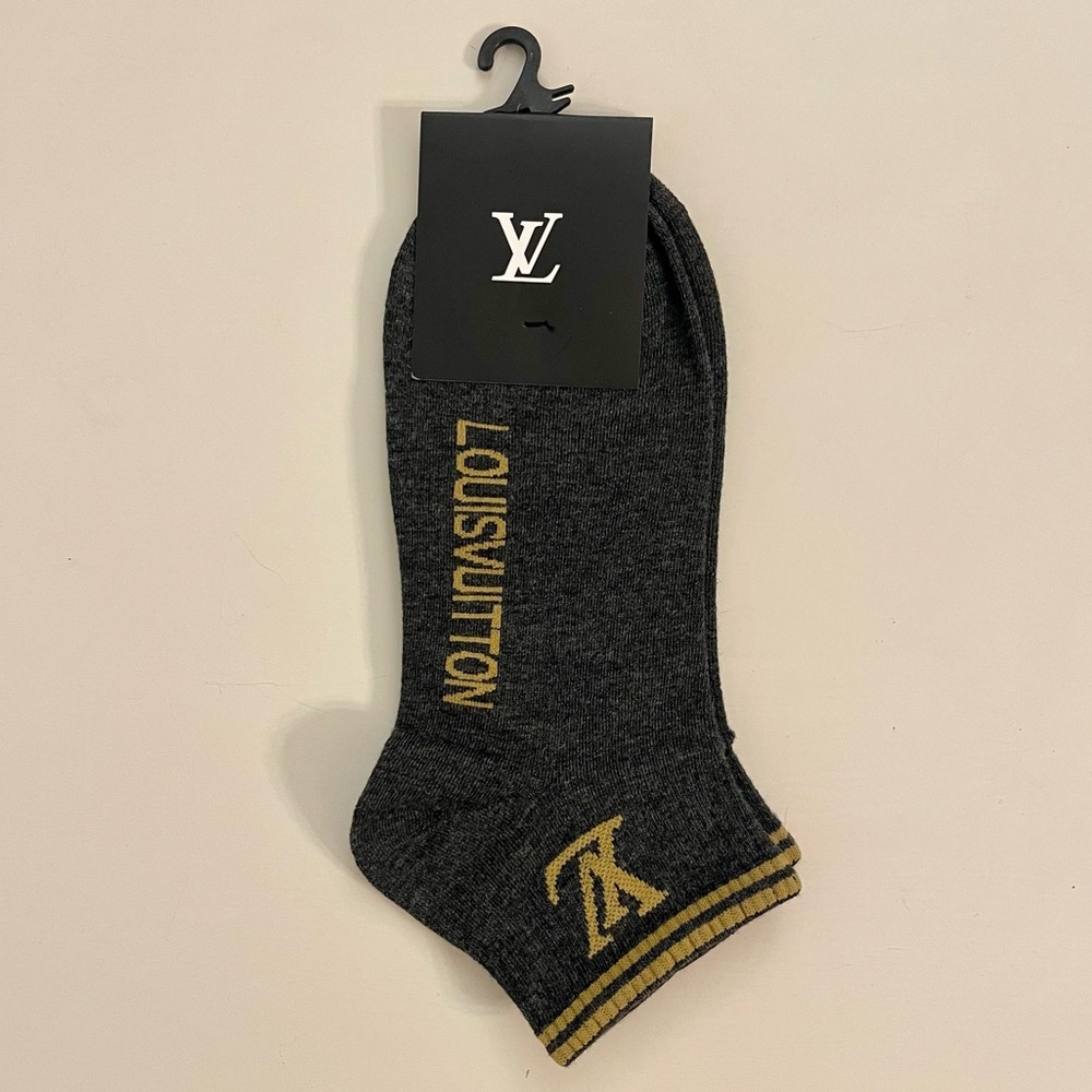 Premium Athletic Ankle Socks - Charcoal & Gold